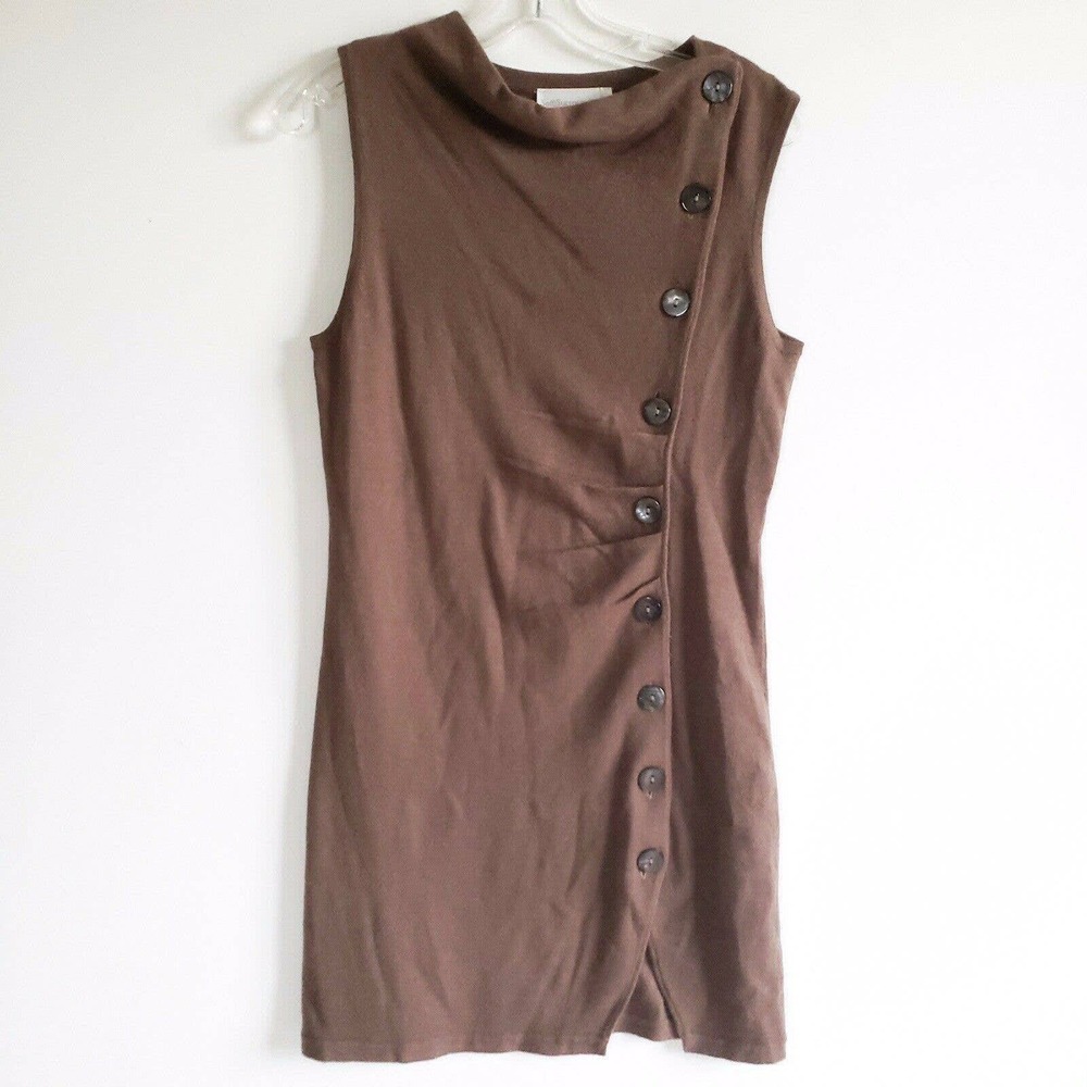 Soft Surroundings Women’s Brown Cashmere Blend Sleeveless Button Dress